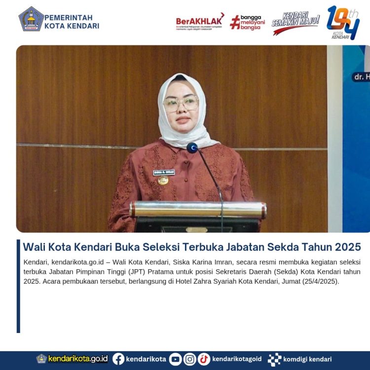 Wali Kota Kendari Buka Seleksi Terbuka Jabatan Sekda Tahun 2025