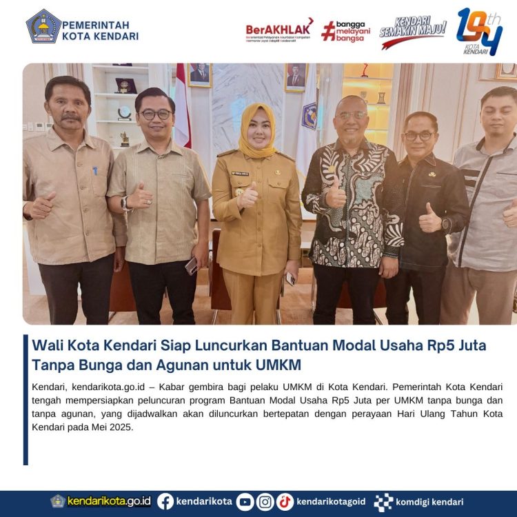 Wali Kota Kendari Siap Luncurkan Bantuan Modal Usaha Rp5 Juta Tanpa Bunga dan Agunan untuk UMKM