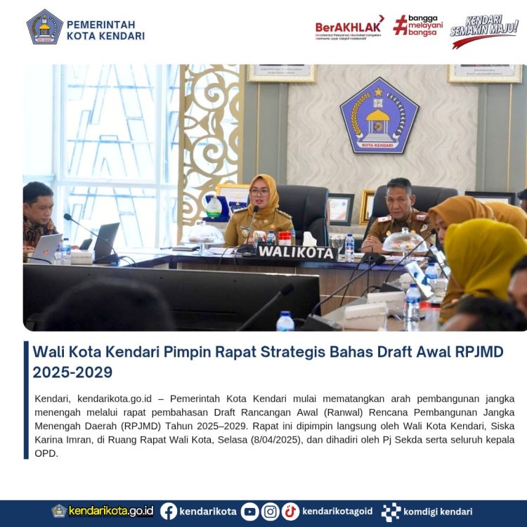 Wali Kota Kendari Pimpin Rapat Strategis Bahas Draft Awal RPJMD 2025-2029