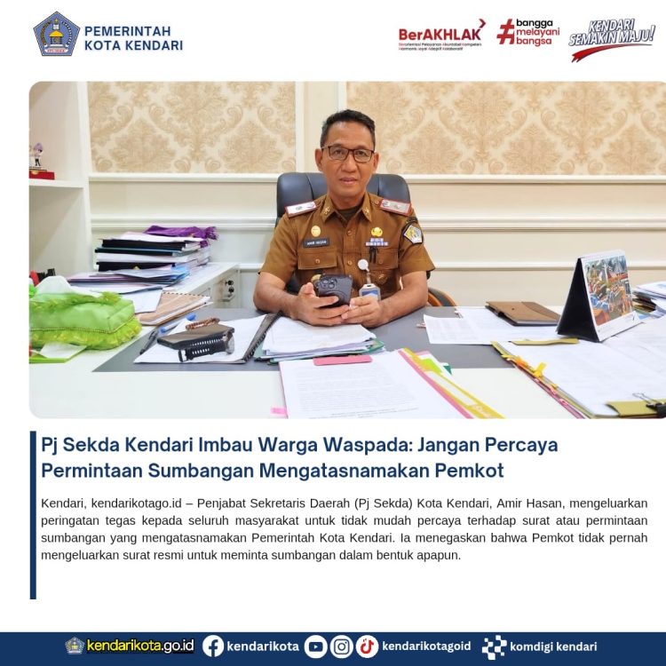 Pj Sekda Kendari Imbau Warga Waspada: Jangan Percaya Permintaan Sumbangan Mengatasnamakan Pemkot