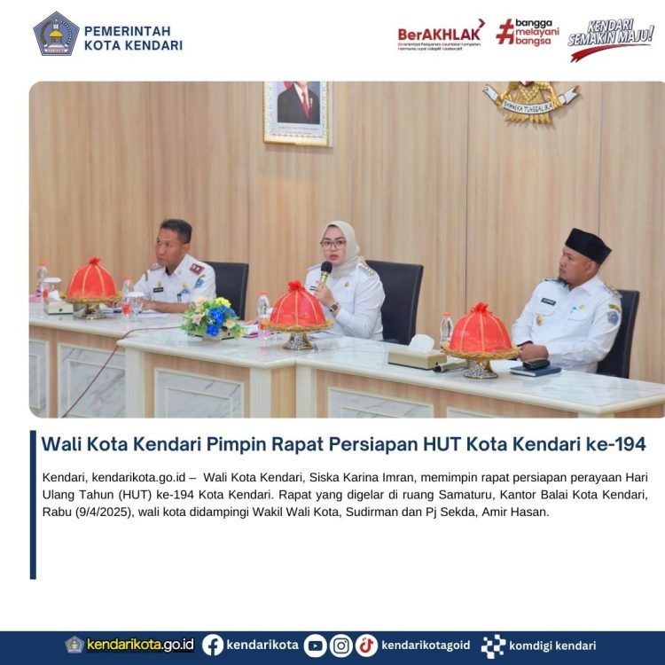 Wali Kota Kendari Pimpin Rapat Persiapan HUT Kota Kendari ke-194