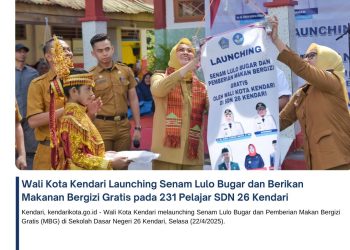 Wali Kota Kendari Launching Senam Lulo Bugar dan Berikan Makanan Bergizi Gratis pada 231 Pelajar SDN 26 Kendari