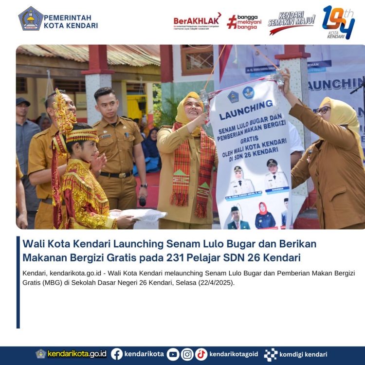 Wali Kota Kendari Launching Senam Lulo Bugar dan Berikan Makanan Bergizi Gratis pada 231 Pelajar SDN 26 Kendari