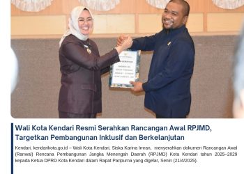 Wali Kota Kendari Resmi Serahkan Rancangan Awal RPJMD, Targetkan Pembangunan Inklusif dan Berkelanjutan