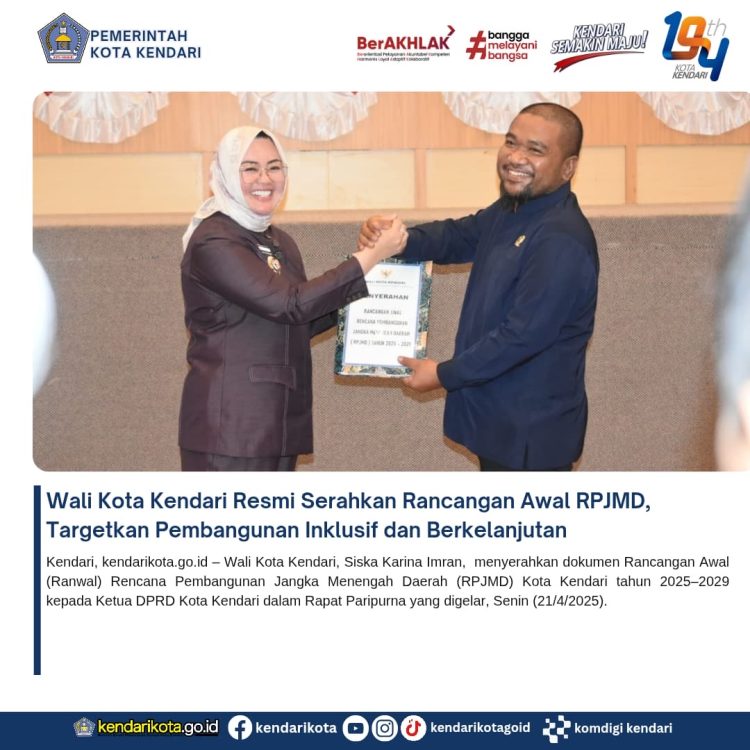 Wali Kota Kendari Resmi Serahkan Rancangan Awal RPJMD, Targetkan Pembangunan Inklusif dan Berkelanjutan