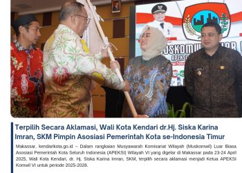Terpilih Secara Aklamasi, Wali Kota Kendari dr.Hj. Siska Karina Imran, SKM Pimpin Asosiasi Pemerintah Kota se-Indonesia Timur