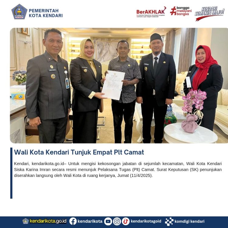Wali Kota Kendari Tunjuk Empat Plt Camat