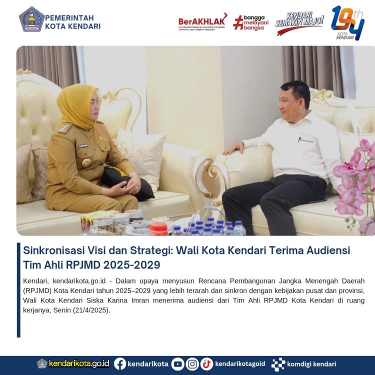 Sinkronisasi Visi dan Strategi: Wali Kota Kendari Terima Audiensi Tim Ahli RPJMD 2025-2029