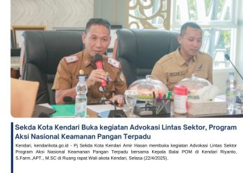 Sekda Kota Kendari Buka kegiatan Advokasi Lintas Sektor, Program Aksi Nasional Keamanan Pangan Terpadu