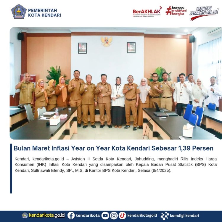 Bulan Maret Inflasi Year on Year Kota Kendari Sebesar 1,39 Persen