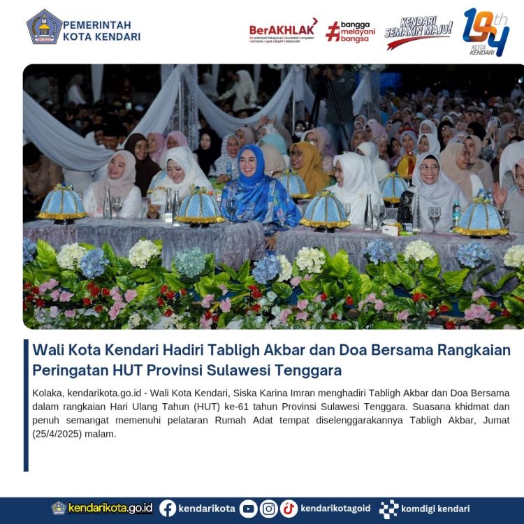 Wali Kota Kendari Hadiri Tabligh Akbar dan Doa Bersama Rangkaian Peringatan HUT Provinsi Sulawesi Tenggara