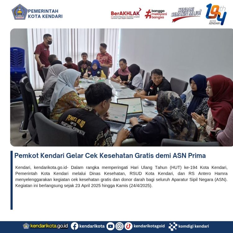 Pemkot Kendari Gelar Cek Kesehatan Gratis demi ASN Prima