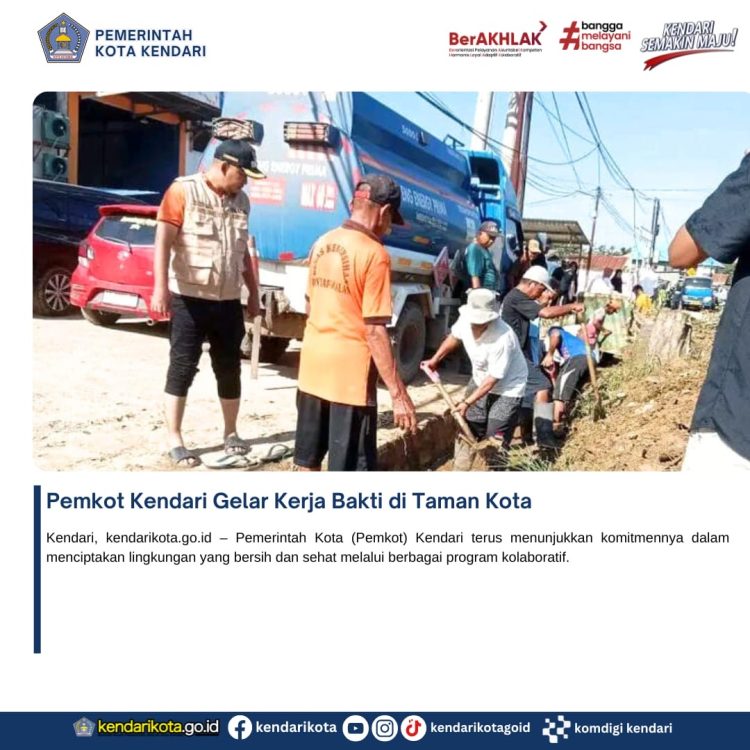 Pemkot Kendari Gelar Kerja Bakti di Taman Kota