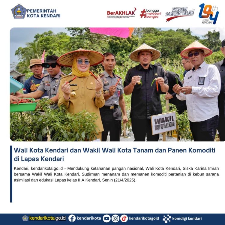 Wali Kota Kendari dan Wakil Wali Kota Tanam dan Panen Komoditi di Lapas Kendari