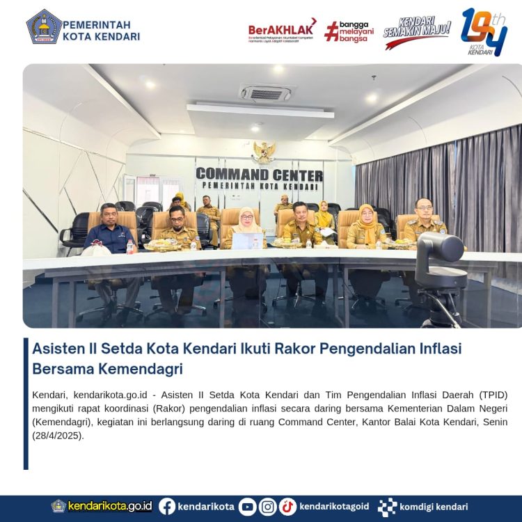 Asisten II Setda Kota Kendari Ikuti Rakor Pengendalian Inflasi Bersama Kemendagri