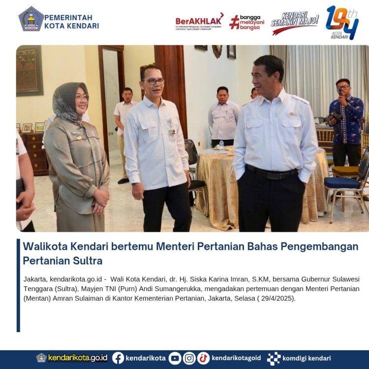 Wali Kota Kendari Bertemu Menteri Pertanian Bahas Pengembangan Pertanian Kota