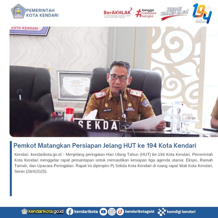 Pemkot Matangkan Persiapan Jelang HUT ke 194 Kota Kendari
