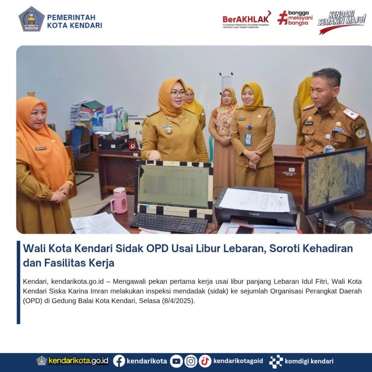 Wali Kota Kendari Sidak OPD Usai Libur Lebaran, Soroti Kehadiran dan Fasilitas Kerja