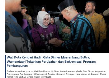 Wali Kota Kendari Hadiri Gala Dinner Musrenbang Sultra, Wamendagri Tekankan Perubahan dan Sinkronisasi Program Pembangunan