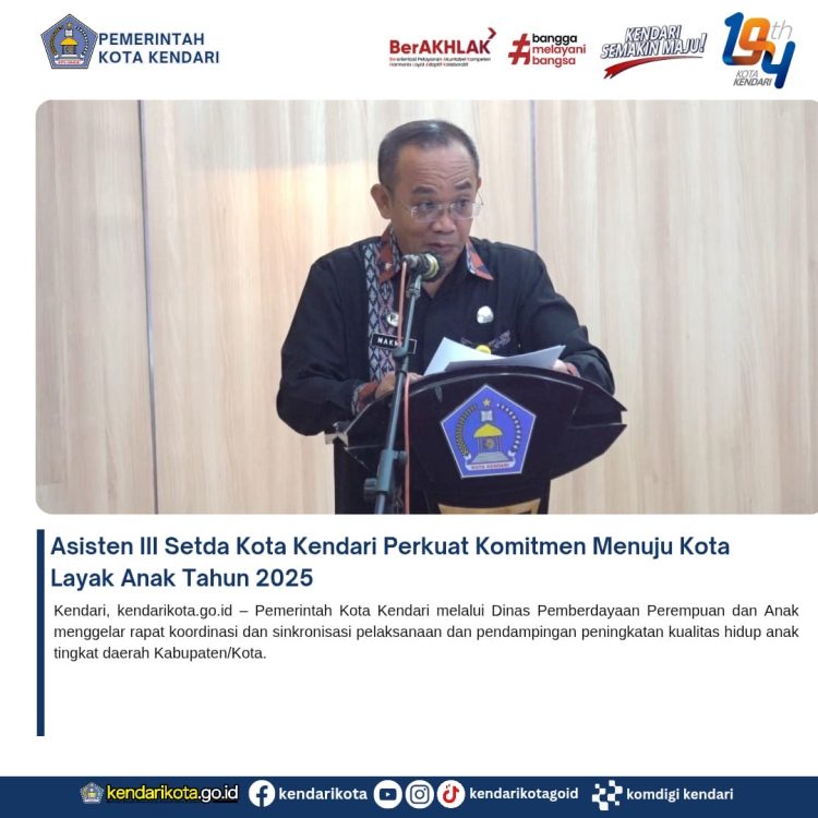 Asisten III Setda Kota Kendari Perkuat Komitmen Menuju Kota Layak Anak Tahun 2025