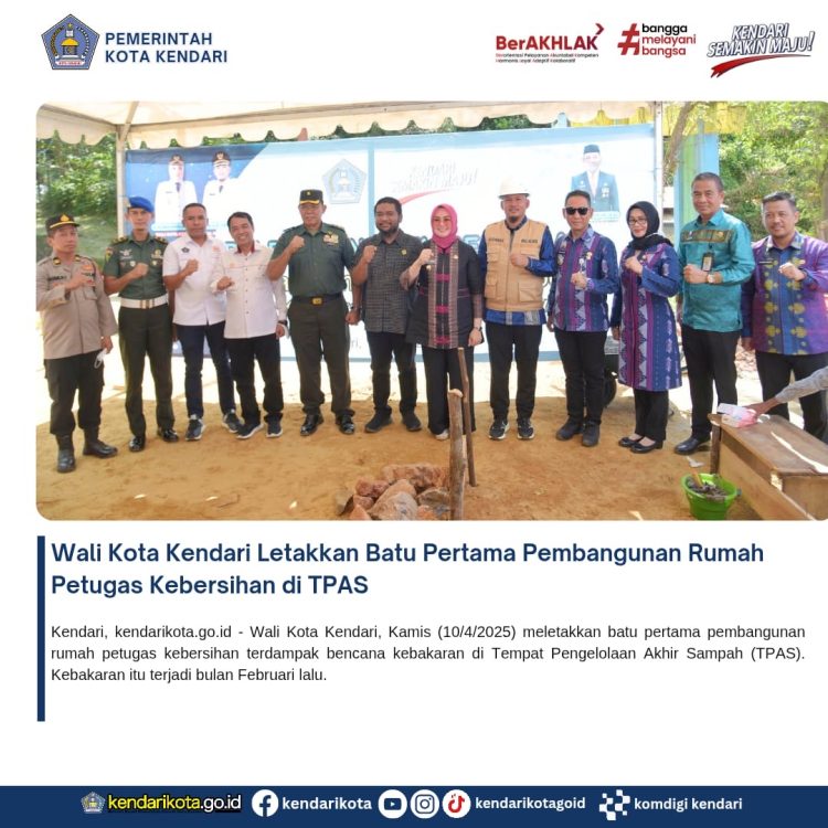 Wali Kota Kendari Letakkan Batu Pertama Pembangunan Rumah Petugas Kebersihan di TPAS