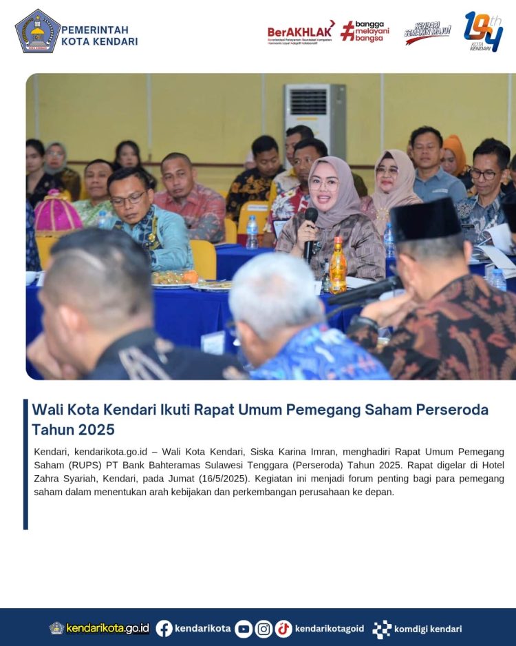 Wali Kota Kendari Ikuti Rapat Umum Pemegang Saham Perseroda Tahun 2025