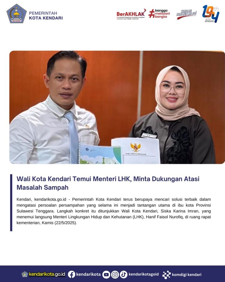 Wali Kota Kendari Temui Menteri LHK, Minta Dukungan Atasi Masalah Sampah