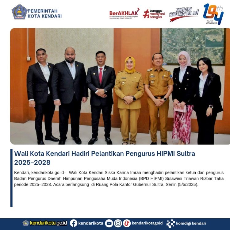 Wali Kota Kendari Hadiri Pelantikan Pengurus HIPMI Sultra 2025–2028