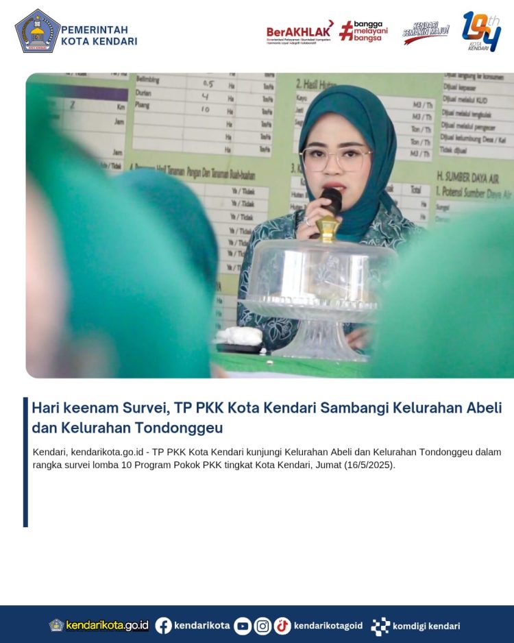 Hari keenam Survei, TP PKK Kota Kendari Sambangi Kelurahan Abeli dan Kelurahan Tondonggeu