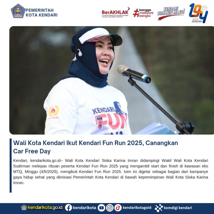 Wali Kota Kendari Ikut Kendari Fun Run 2025, Canangkan Car Free Day