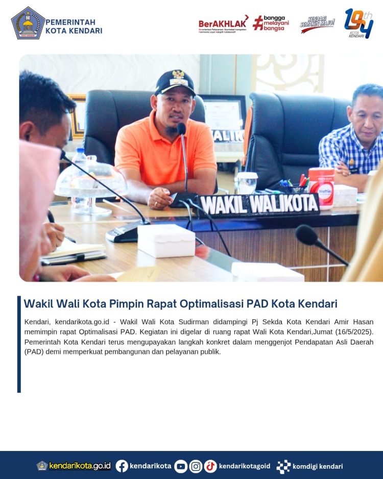 Wakil Wali Kota Pimpin Rapat Optimalisasi PAD Kota Kendari