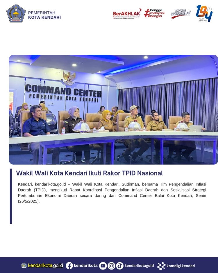 Wakil Wali Kota Kendari Ikuti Rakor TPID Nasional