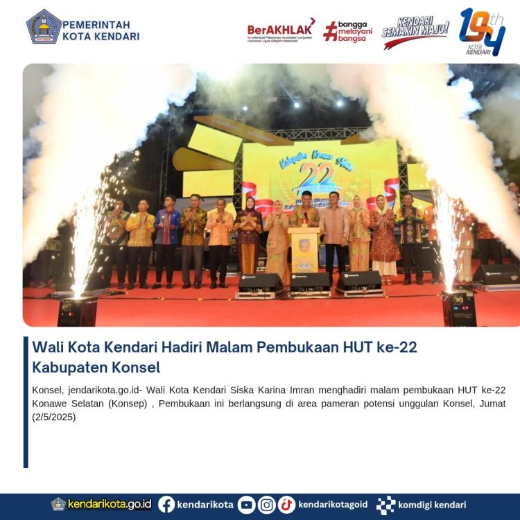 Wali Kota Kendari Hadiri Malam Pembukaan HUT ke-22 Kabupaten Konsel