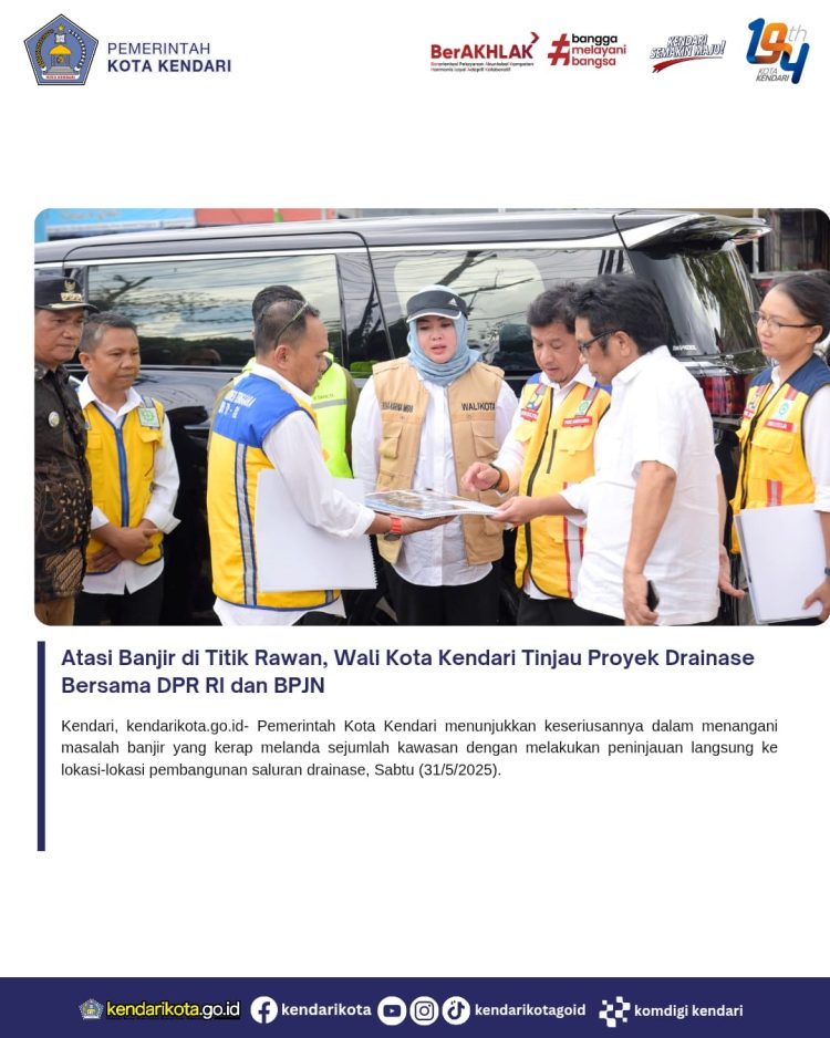 Atasi Banjir di Titik Rawan, Wali Kota Kendari Tinjau Proyek Drainase Bersama DPR RI dan BPJN
