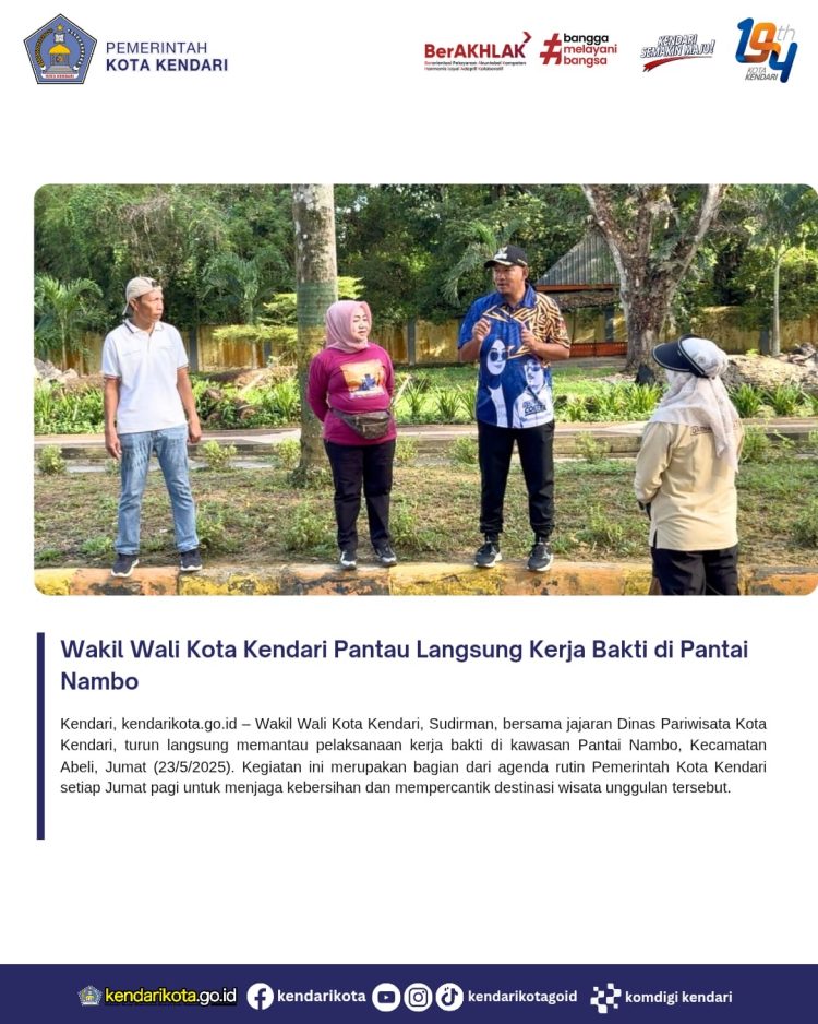 Wakil Wali Kota Kendari Pantau Langsung Kerja Bakti di Pantai Nambo