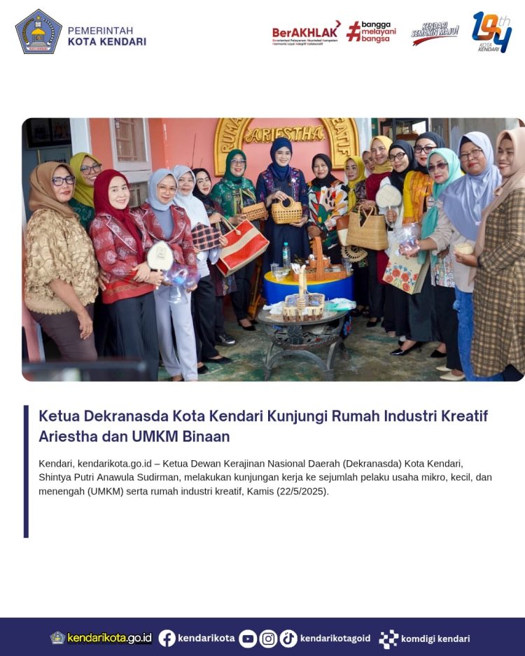 Ketua Dekranasda Kota Kendari Kunjungi Rumah Industri Kreatif Ariestha dan UMKM Binaan