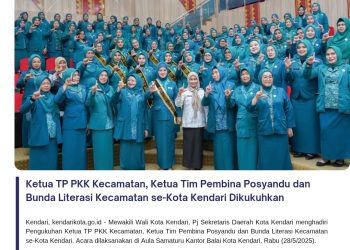 Ketua TP PKK Kecamatan, Ketua Tim Pembina Posyandu dan Bunda Literasi Kecamatan se-Kota Kendari Dikukuhkan
