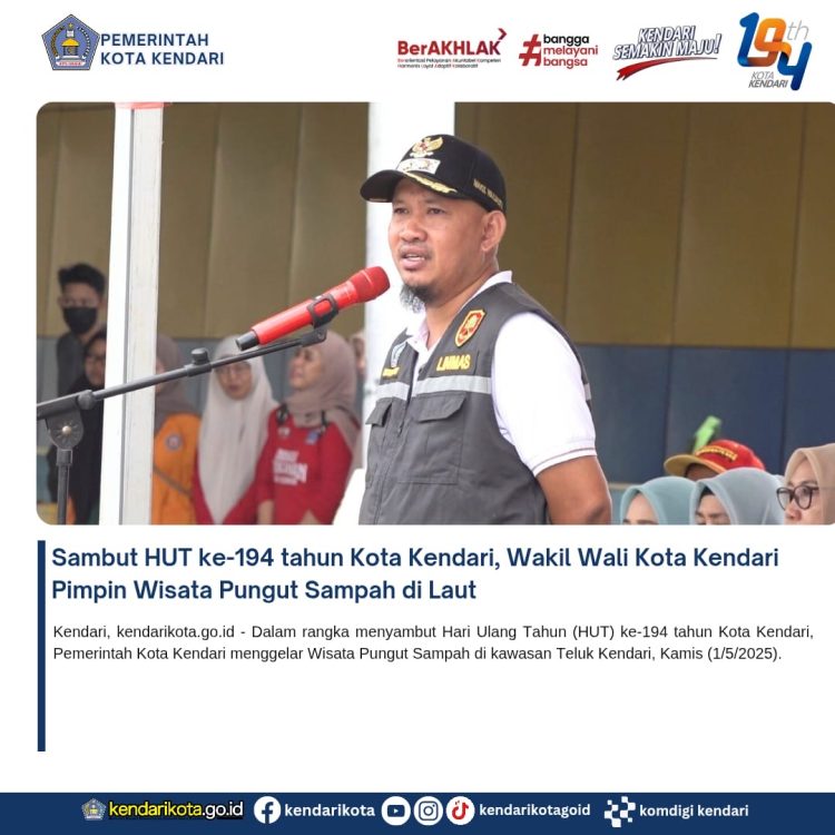 Sambut HUT ke-194 tahun Kota Kendari, Wakil Wali Kota Kendari Pimpin Wisata Pungut Sampah di Laut