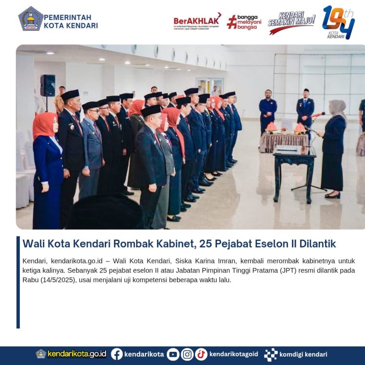 Wali Kota Kendari Rombak Kabinet, 25 Pejabat Eselon II Dilantik