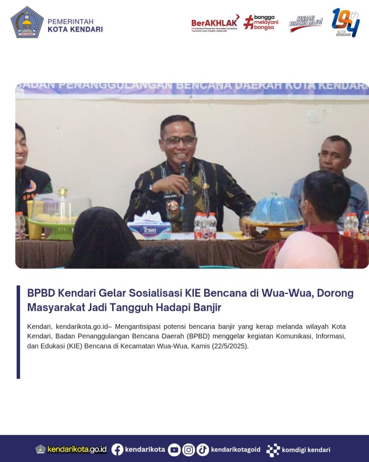 BPBD Kendari Gelar Sosialisasi KIE Bencana di Wua-Wua, Dorong Masyarakat Jadi Tangguh Hadapi Banjir