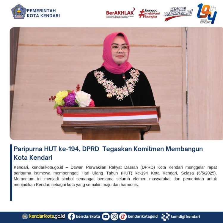 Paripurna HUT ke-194, DPRD Tegaskan Komitmen Membangun Kota Kendari