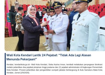 Wali Kota Kendari Lantik 24 Pejabat: “Tidak Ada Lagi Alasan Menunda Pekerjaan!”