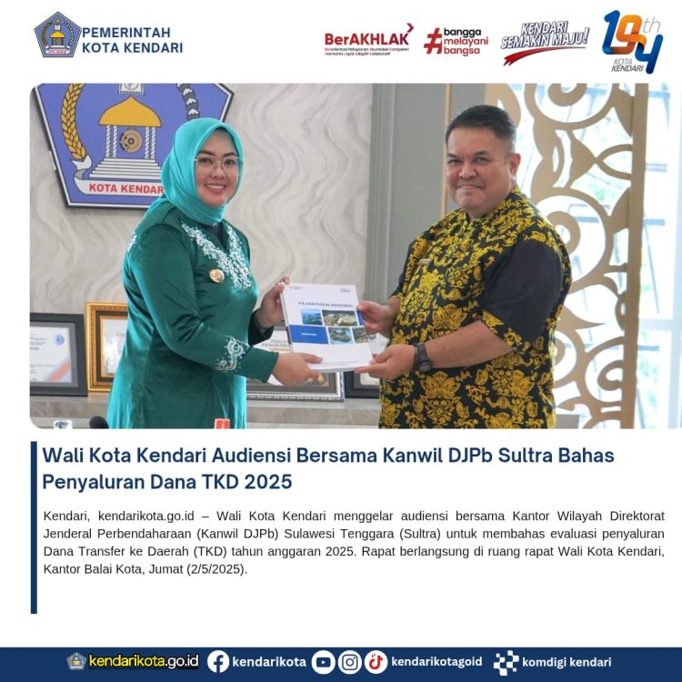 Wali Kota Kendari Audiensi Bersama Kanwil DJPb Sultra Bahas Penyaluran Dana TKD 2025