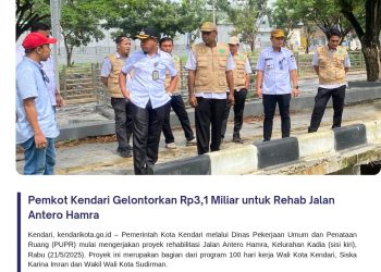 Pemkot Kendari Gelontorkan Rp3,1 Miliar untuk Rehab Jalan Antero Hamra