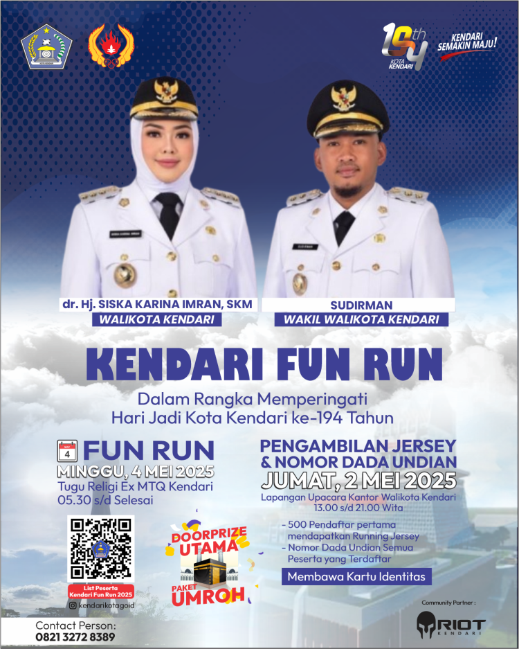 [Pengumuman] Pengambilan Baju Untuk 500 Pendaftar Pertama & Nomor Dada Kendari Fun Run