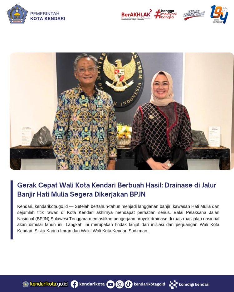 Gerak Cepat Wali Kota Kendari Berbuah Hasil: Drainase di Jalur Banjir Hati Mulia Segera Dikerjakan BPJN