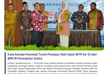 Kota Kendari Kembali Toreh Prestasi, Raih Opini WTP ke-13 dari BPK RI Perwakilan Sultra