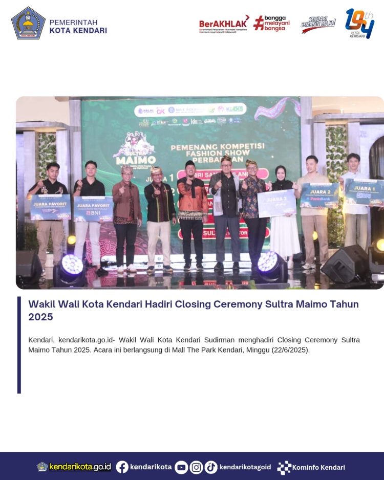 Wakil Wali Kota Kendari Hadiri Closing Ceremony Sultra Maimo Tahun 2025