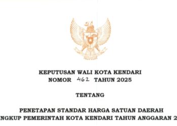 Surat Keputusan Walikota Kendari Nomor 462 Tahun 2025 tentang Penetapan Standar Harga Satuan Daerah Lingkup Pemerintah Kota Kendari tahun  2026
