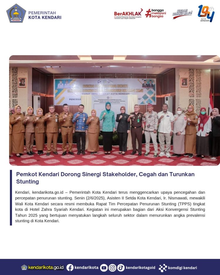 Pemkot Kendari Dorong Sinergi Stakeholder, Cegah dan Turunkan Stunting